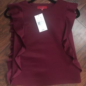 Saks Fifth Avenue High neck ruffle top S